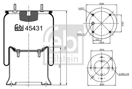 Metallipalje, ilmajousitus FEBI BILSTEIN 45431