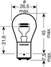 Polttimo, jarru-/takavalo OSRAM 7538LDR