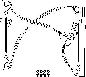 Lasinnostin, Eteen, vasen, VW POLO, POLO Sedan IV, 6Q3 837 461F, 6Q3 837 461FS