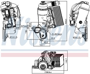 Öljynjäähdytin, moottoriöljy, NISSAN,OPEL,RENAULT,VAUXHALL, 1520000Q0L, 4420402, 8201005241, 93168067